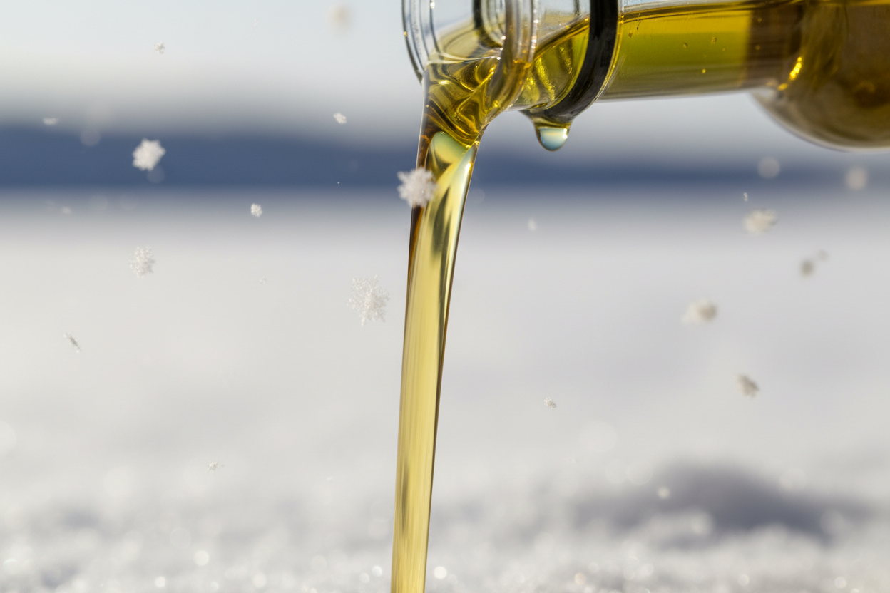 olivenöl als zutat realistisch dramatisch mit fokus auf konsistenz mit motif first snow